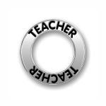 5 Silver Affirmation Ring Teacher Charm 22mm by TIJC SP0603