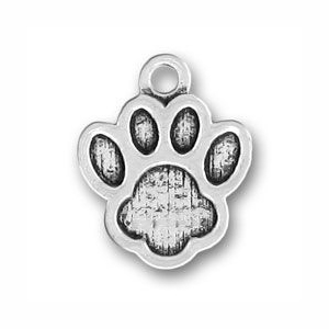 5 Paw Print Charm Silver 15x12mm by TIJC SP0614