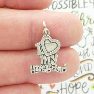 5 Silver I Love My Husband Charm 20x17mm by TIJC SP0617