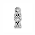 5 Silver I Love Mom Charm 18x6mm by TIJC SP0620