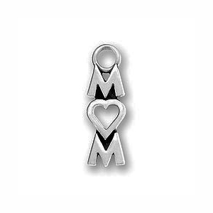 5 Silver I Love Mom Charm 18x6mm by TIJC SP0620