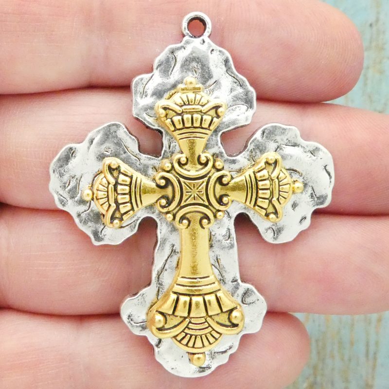 Hammered Cross Charm Pendant
