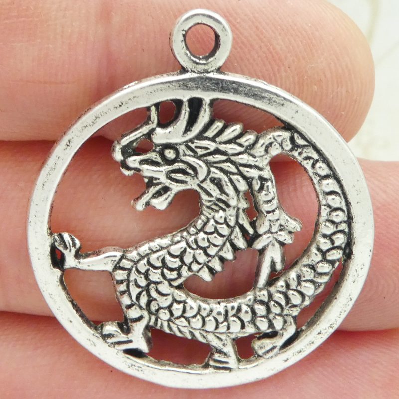 silver Chinese dragon charm