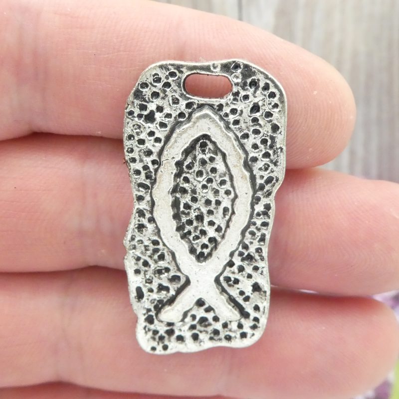 2 Silver Ichthus Christian Fish Necklace 42x21mm by TIJC SP0642 - Image 2