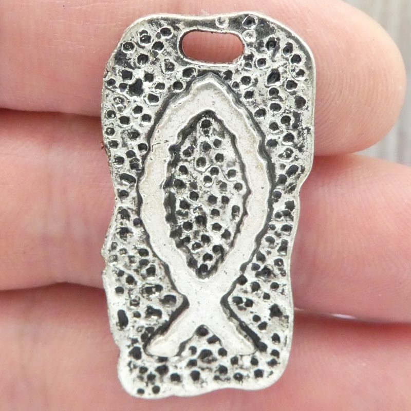 2 Silver Ichthus Christian Fish Necklace 42x21mm by TIJC SP0642 - Image 3