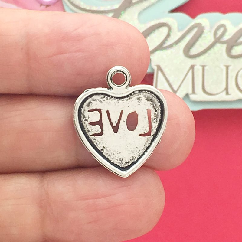 BULK 25 Love Heart Charm Silver by TIJC SP0646B - Image 2