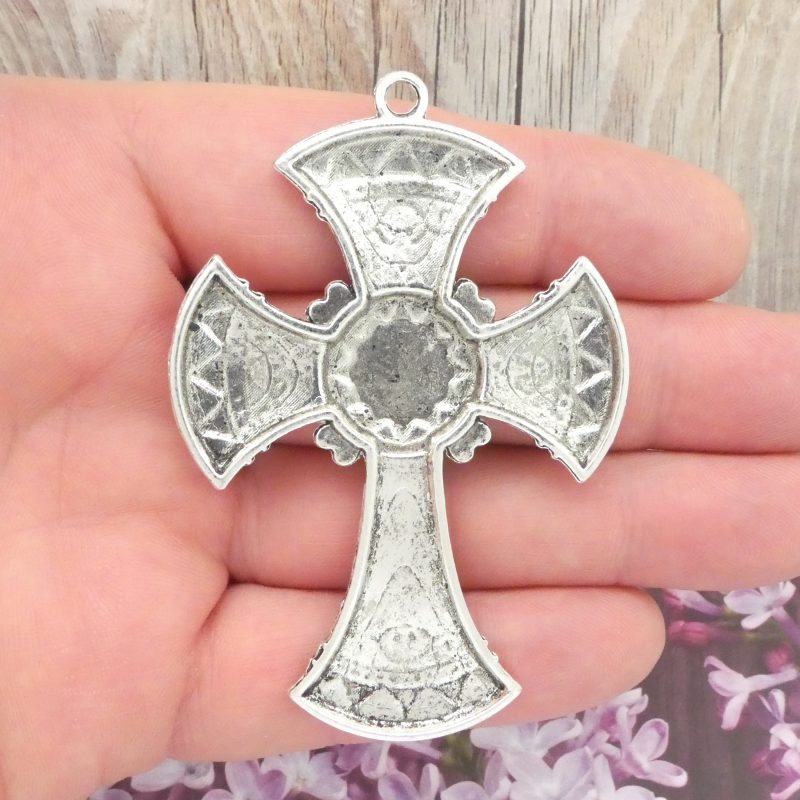 1 Ornate Silver Cross Pendant Large by TIJC SP0653 - Image 2