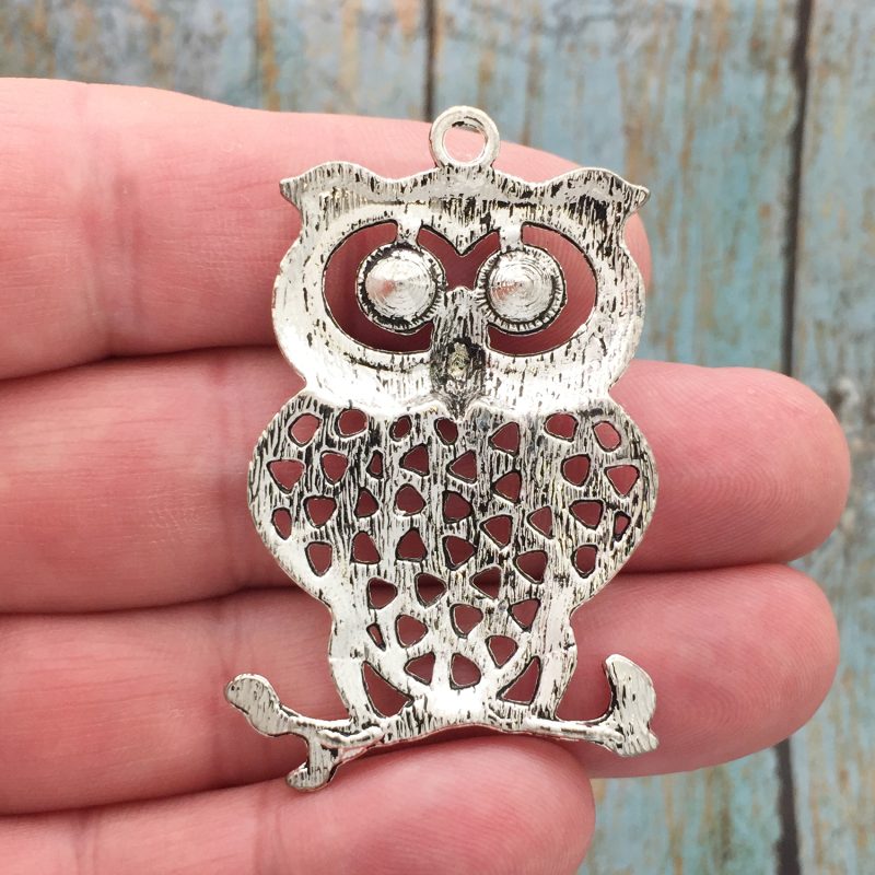 BULK 4 Owl Charm Pendant Silver by TIJC SP0657B - Image 2