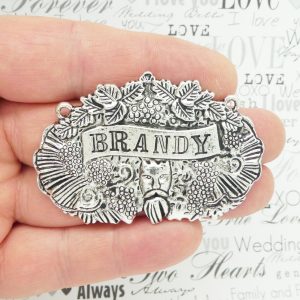 1 Silver Brandy Decanter Label by TIJC SP0660