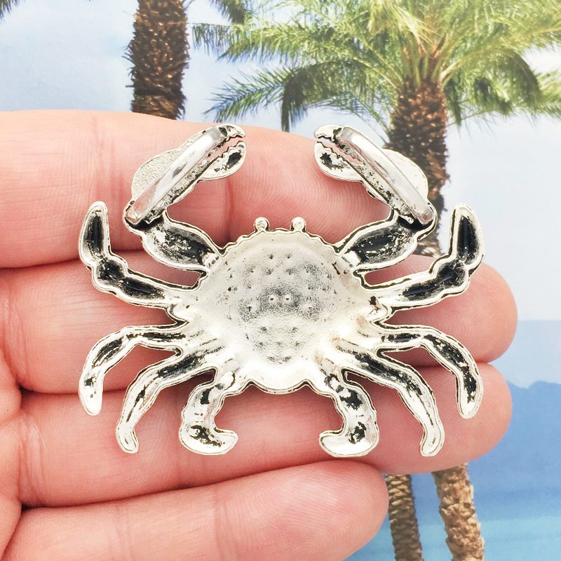 BULK 3 Silver Crab Charm Pendant Extra Large by TIJC SP0663B - Image 2