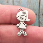BULK 40 Little Girl Charm Silver by TIJC SP0666B