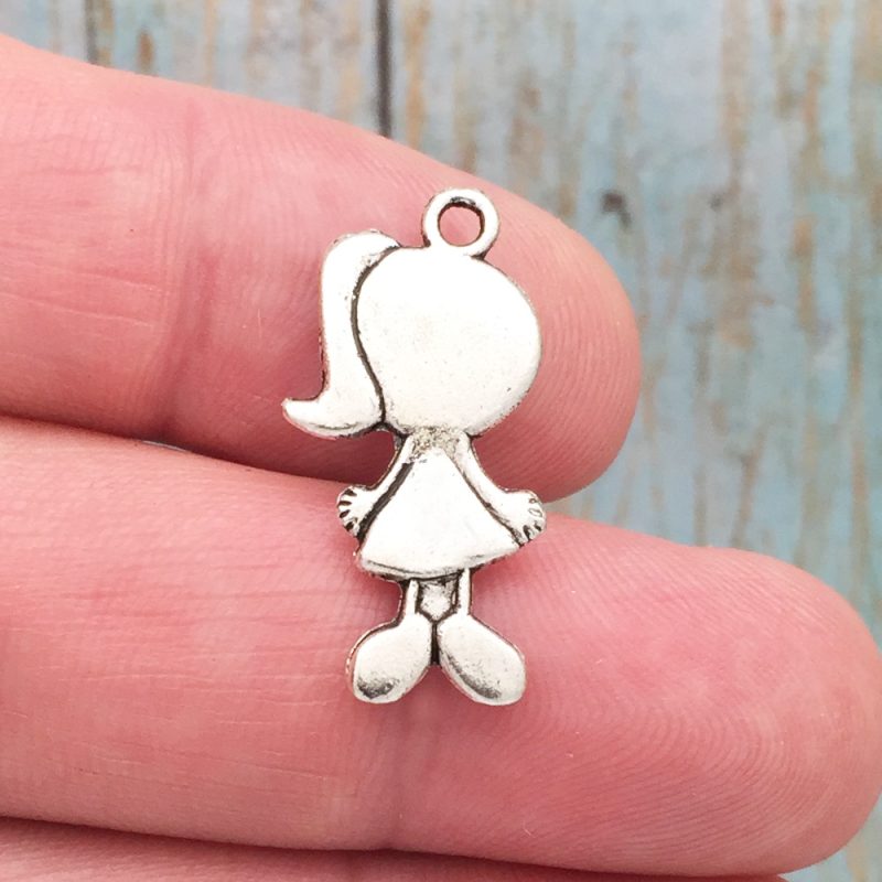 BULK 40 Little Girl Charm Silver by TIJC SP0666B - Image 2