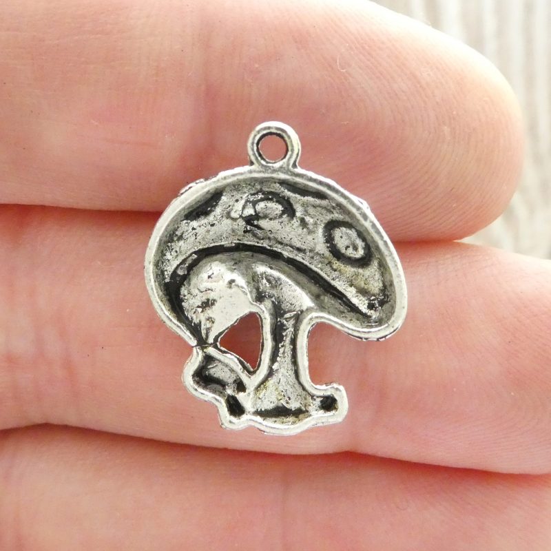 BULK 20 Silver Mushroom Charm Pendant 23x19mm by TIJC SP0671B - Image 3