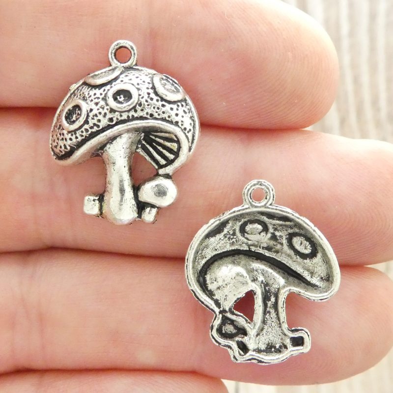 silver mushroom charms for jewelry making
