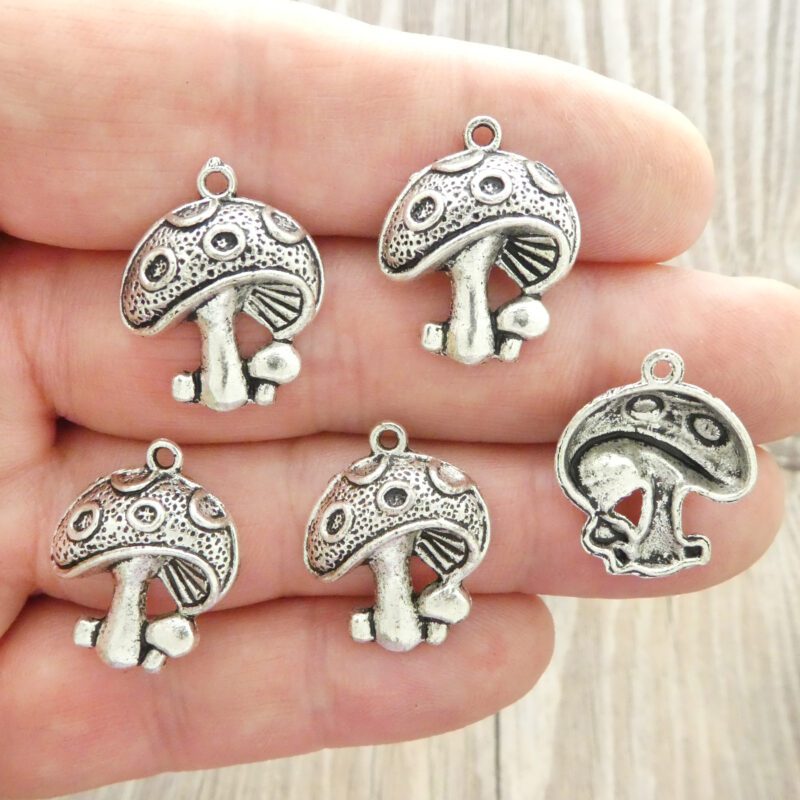 silver mushroom charms bulk