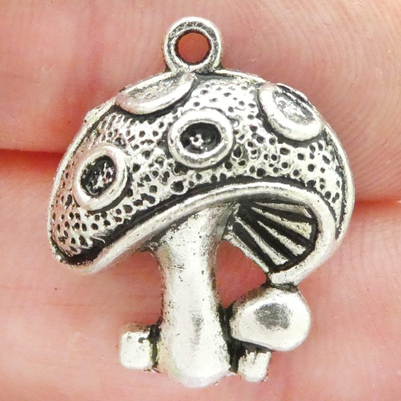 silver mushroom charms