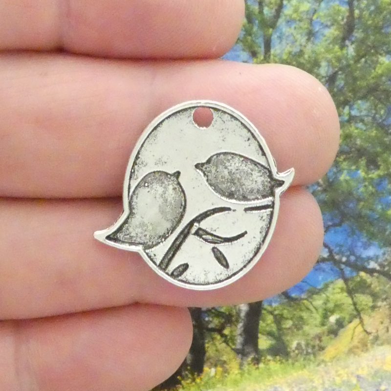 5 Silver Kissing Birds Charm 25x29mm by TIJC SP0672 - Image 4