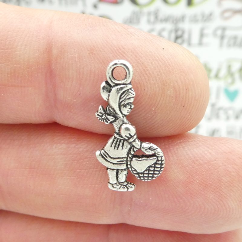 15 Silver Little Red Riding Hood Charm 22x11mm by TIJC SP0687