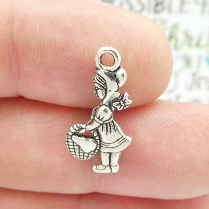 15 Silver Little Red Riding Hood Charm 22x11mm by TIJC SP0687 - Image 3