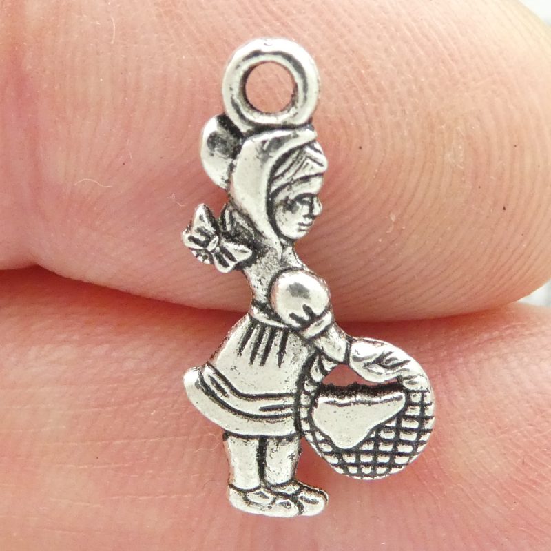 15 Silver Little Red Riding Hood Charm 22x11mm by TIJC SP0687 - Image 2