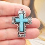 Turquoise Southwest Silver Cross Pendant
