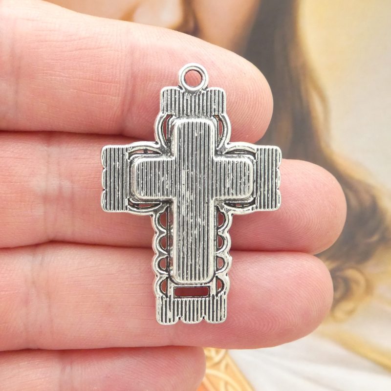 2 Turquoise Cross Charm Pendant Silver by TIJC SP0712 - Image 5