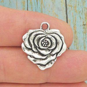 silver rose charms for jewelry making