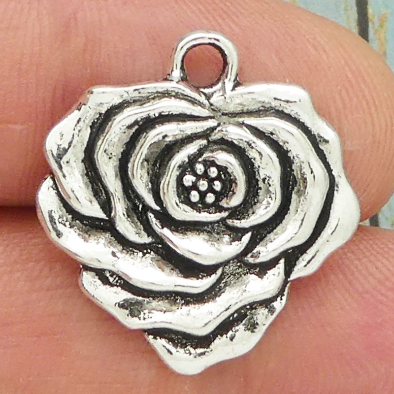silver rose charms wholesale
