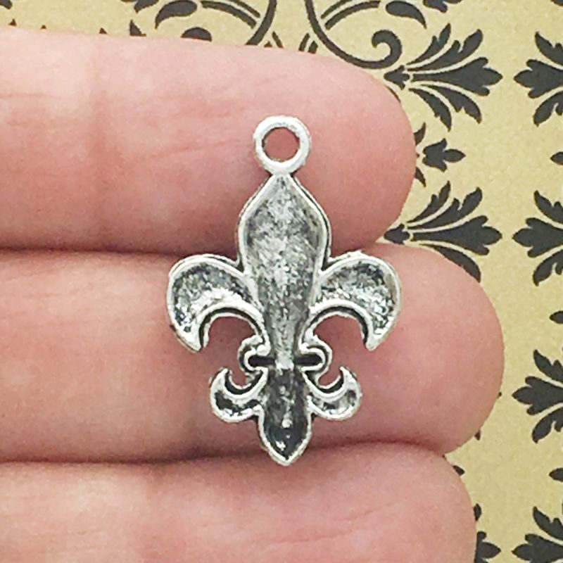 6 Silver Fleur De Lis Charm Pendant by TIJC SP0732 - Image 2