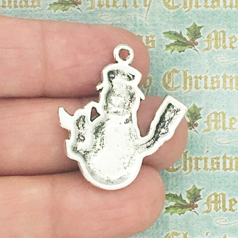 BULK 16 Snowman Charm Silver by TIJC SP0738B - Image 2