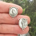 5 Rosary Center Praying Hands Charms Silver by TIJC SP0755