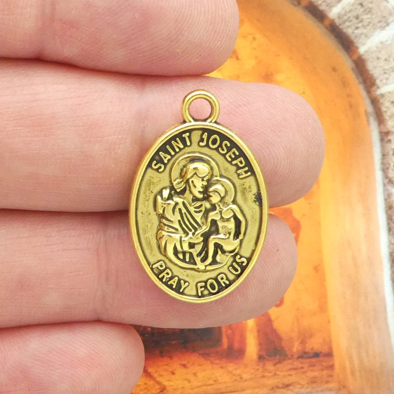 BULK 12 St Joseph Charm Medal Gold by TIJC SP0757B - Image 3