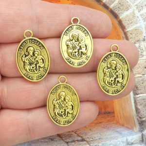 BULK 12 St Joseph Charm Medal Gold by TIJC SP0757B