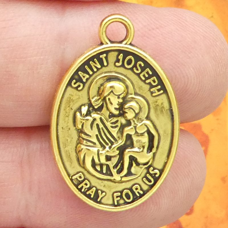 BULK 12 St Joseph Charm Medal Gold by TIJC SP0757B - Image 4