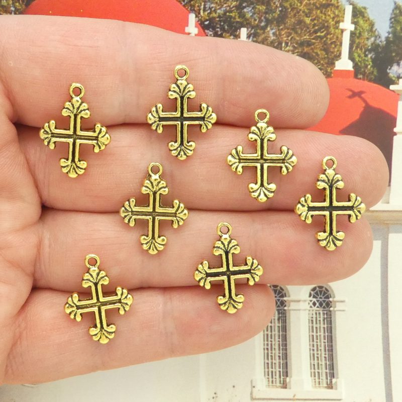 gold cross charms bulk