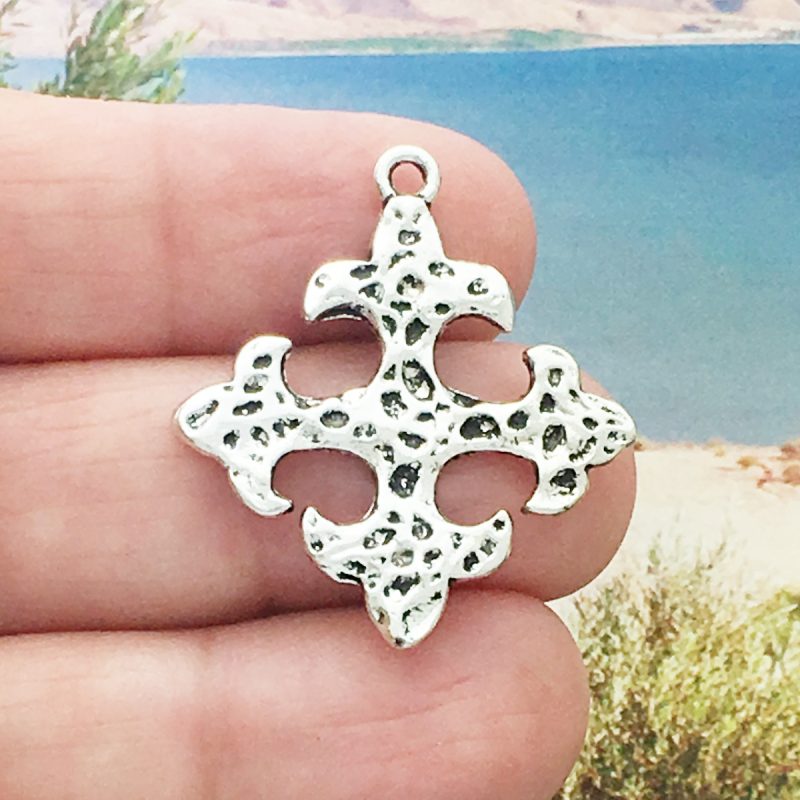 Fleur de Lis Cross Charm