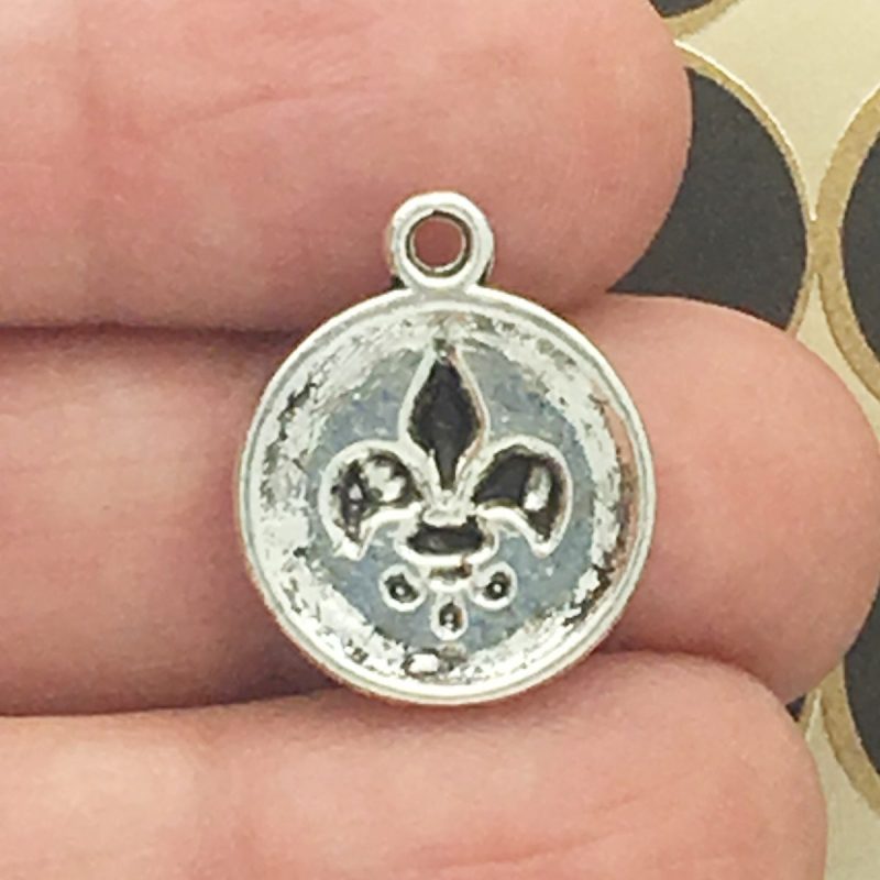 12 Silver Fleur De Lis Charm Pendant by TIJC SP0770 - Image 2