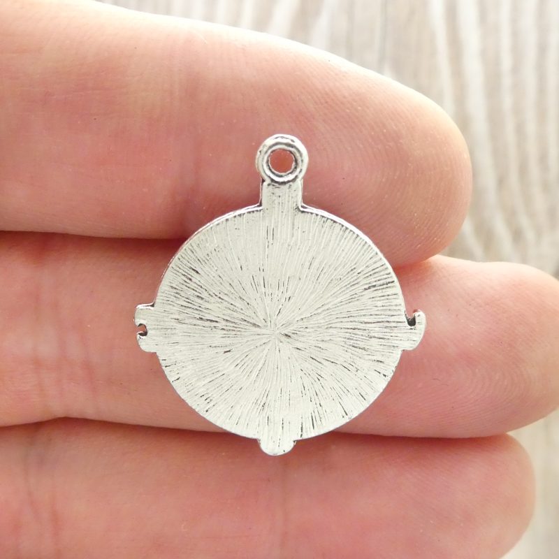 3 Silver Compass Charm Pendant 29x25mm by TIJC SP0774 - Image 3