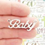 5 Baby Charm Word Silver 38x17mm by TIJC SP0781