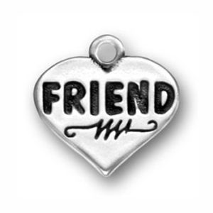 5 Silver Heart Friend Charm Pendant 18x18mm by TIJC SP0786
