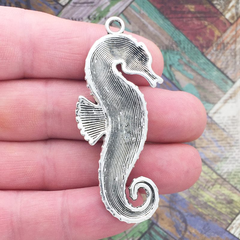 BULK 5 Silver Seahorse Pendant by TIJC SP0817B - Image 2