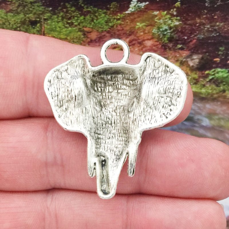 2 Elephant Head Charm Pendant Silver by TIJC SP0818 - Image 2