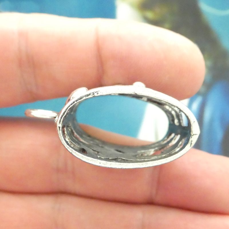 1 Silver Jewelry Bails with Flower Accents Extra Large 37x40mm by TIJC SP0821 - Image 4