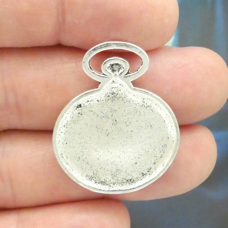 3 Pocket Watch Charm Silver 32x27mm by TIJC SP0824 - Image 3