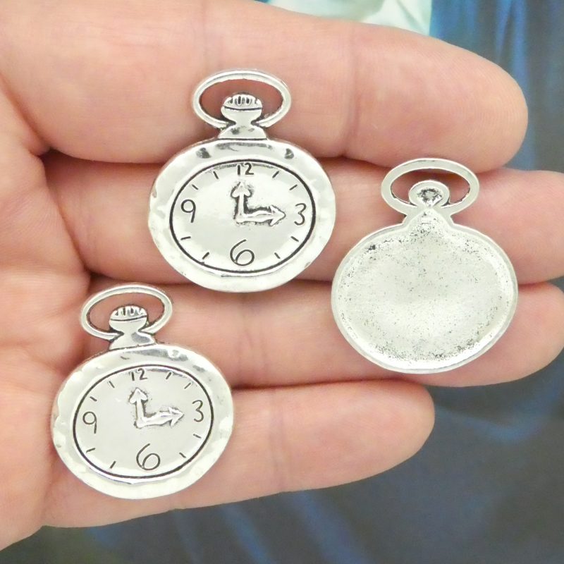 3 Pocket Watch Charm Silver 32x27mm by TIJC SP0824 - Image 5