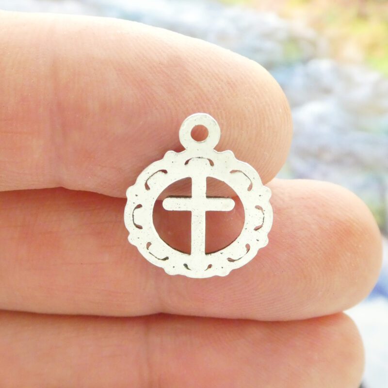 12 Plain Silver Cross Charm by TIJC SP0825 - Image 3