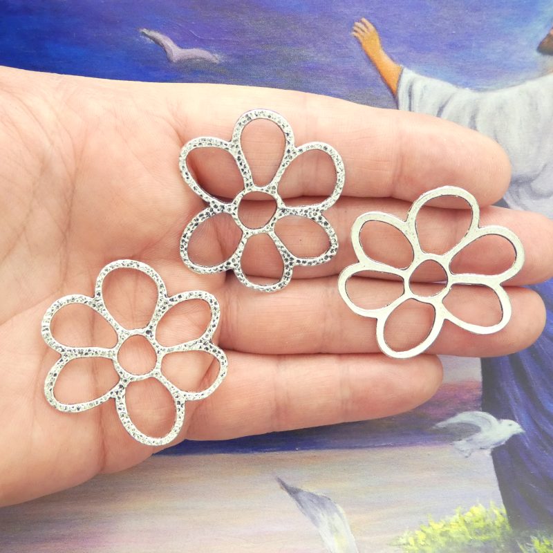 Silver Flower Charms Bulk