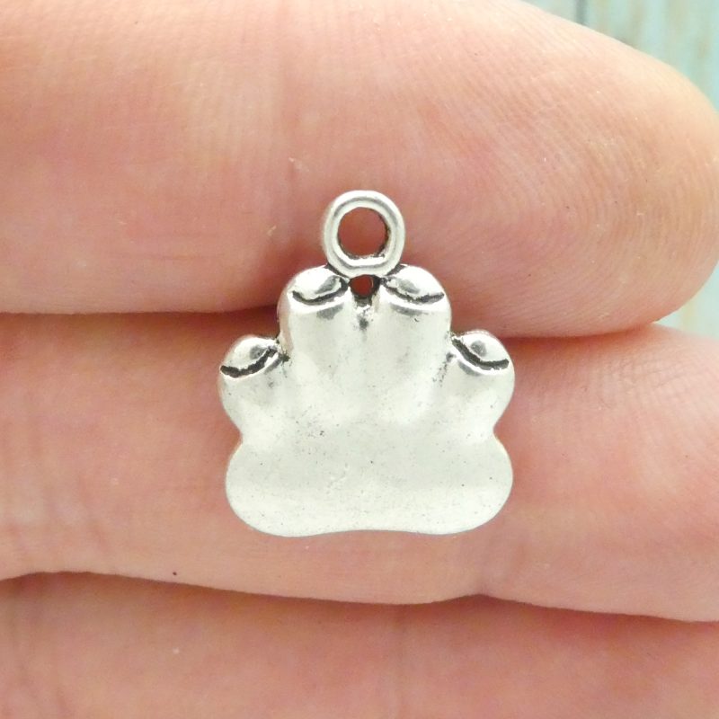 8 Silver Paw Print Charm Pendant 19x15mm by TIJC SP0838 - Image 5