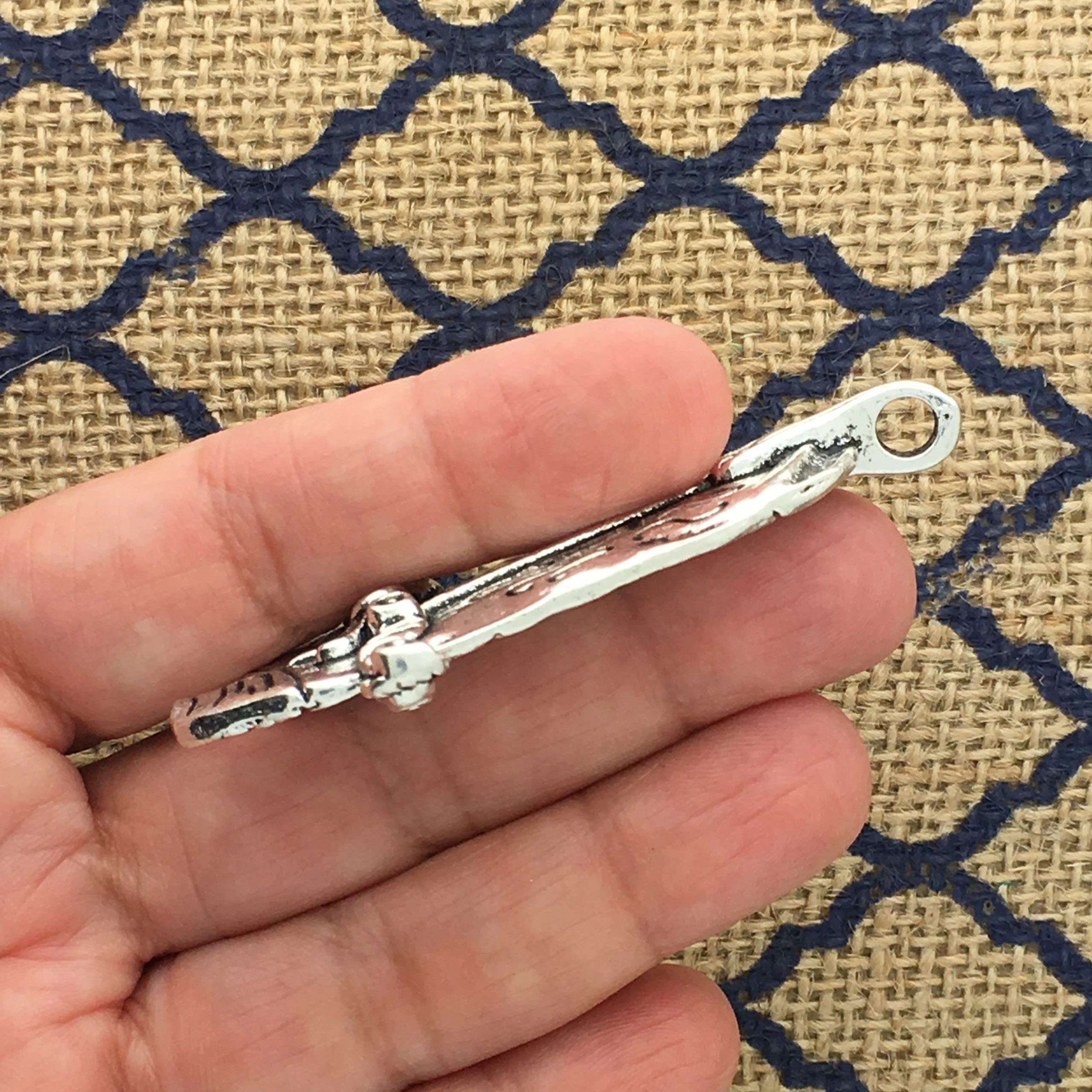 1 Silver Cowboy Boot Charm Pendant Large by TIJC SP0863 - Image 3