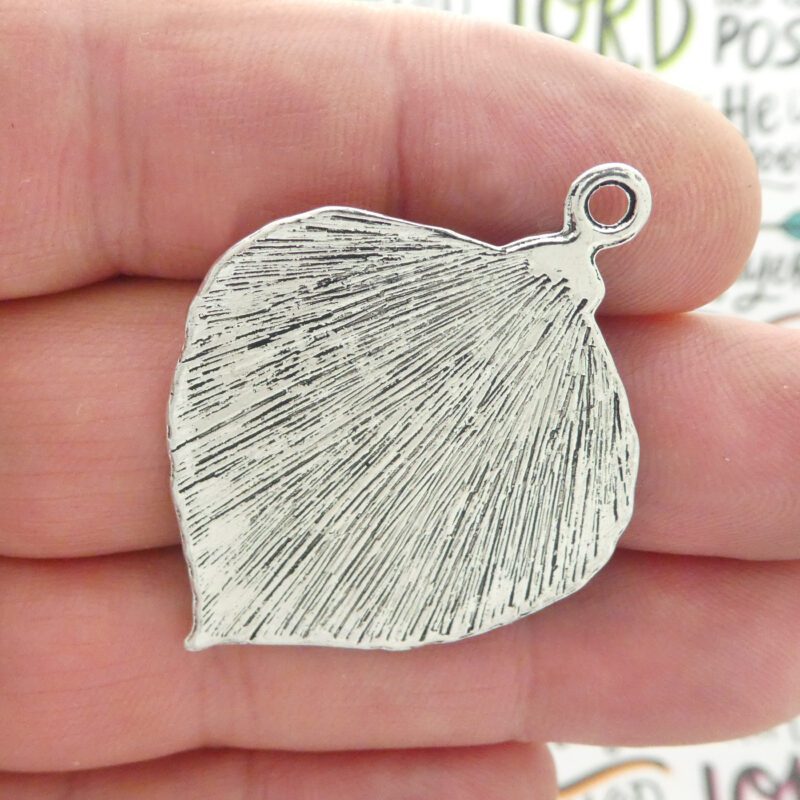 BULK 8 Silver Aspen Leaf Charm 47x35mm by TIJC SP0864B - Image 5